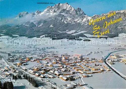 AK / Ansichtskarte St_Johann_Tirol Fliegeraufnahme mit Kaisergebirge St_Johann_Tirol