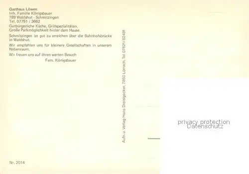 AK / Ansichtskarte Schmitzingen Gasthaus Loewen Gaststube Wappen Schmitzingen