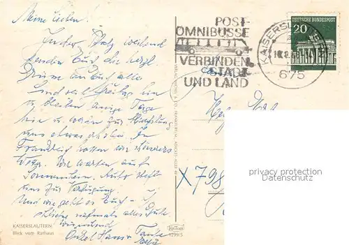 AK / Ansichtskarte Kaiserslautern Stadtpanorama Blick vom Rathaus Kaiserslautern