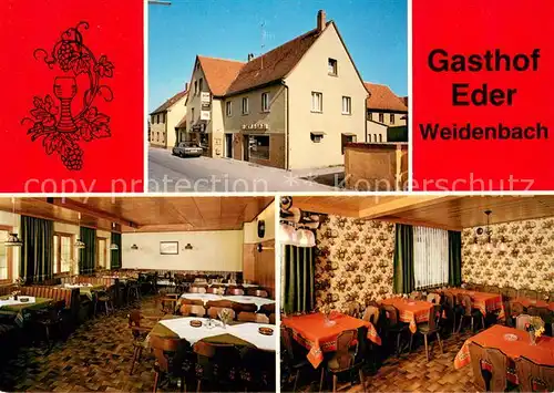 AK / Ansichtskarte Weidenbach_Mittelfranken Gasthof Eder Gaststube Weidenbach Mittelfranken