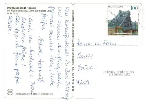 AK / Ansichtskarte Passau Residenzplatz Dom Domplatz Innbruecke Passau