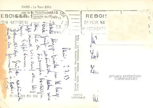 AK / Ansichtskarte Paris_75 La Tour Eiffel vue de la Plateforme de l Arc de Triomphe de l Etoile 