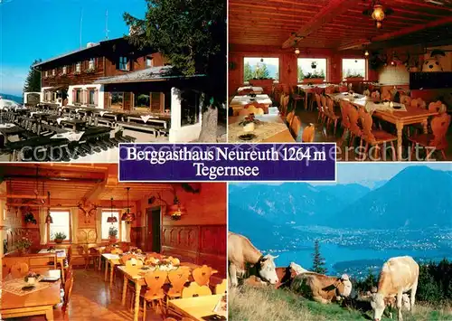 AK / Ansichtskarte Tegernsee Berggasthaus Neureuth Restaurant Terrasse Almvieh Kuehe Fernsicht Alpen Tegernsee