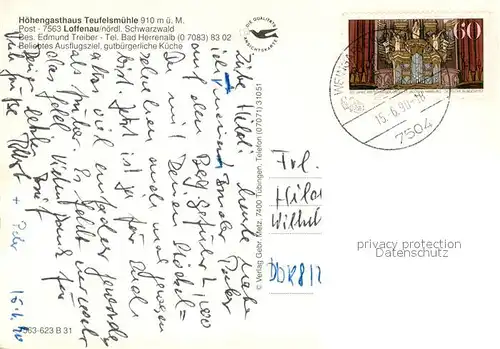 AK / Ansichtskarte Loffenau_Rastatt Hoehengasthaus Teufelsmuehle Terrasse Loffenau_Rastatt