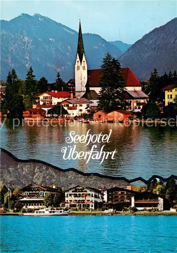 AK / Ansichtskarte Rottach Egern Seehotel ueberfahrt Kirche Ansicht vom See aus Rottach Egern