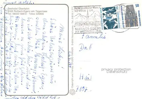 AK / Ansichtskarte Rottach Egern Seehotel ueberfahrt Kirche Ansicht vom See aus Rottach Egern