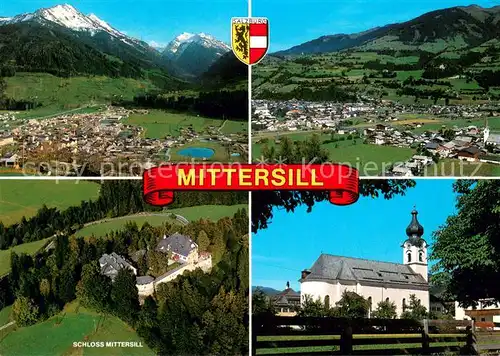 AK / Ansichtskarte Mittersill_Oberpinzgau Erholungsort Alpenpanorama Schloss Fliegeraufnahmen Kirche Mittersill Oberpinzgau