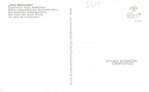 AK / Ansichtskarte Dhuenn_Wermelskirchen Haus Habenichts Innen und Aussen Dhuenn Wermelskirchen