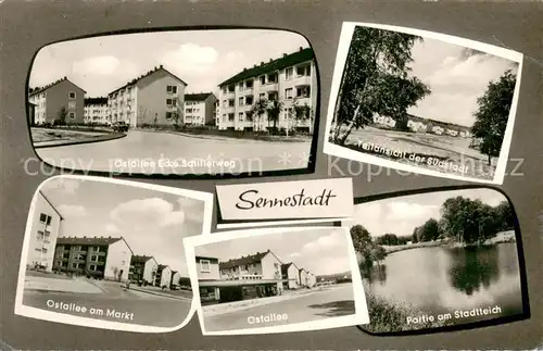 AK / Ansichtskarte Sennestadt Suedstadt Stadtteich Ostallee am Markt Ecke Schillerweg Sennestadt