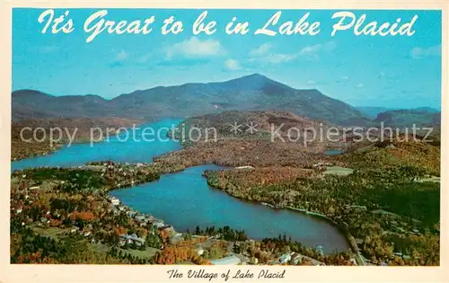 AK / Ansichtskarte Lake_Placid_New_York Village and Adirondack Mountains of the New York State aerial view Lake_Placid_New_York