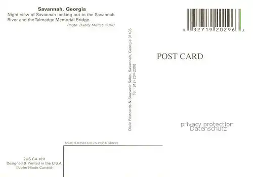 AK / Ansichtskarte Savannah_Georgia Night view of Savannah River and the Talmadge Memorial Bridge 