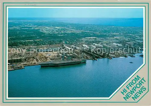 AK / Ansichtskarte Newport_Virginia Aerial view with nuclear powered aircraft carrier Theodor Roosevelt 