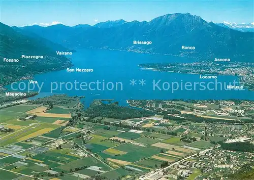 AK / Ansichtskarte Locarno_TI Fliegeraufnahme mit Ascona Minusio Teneto Gordola und Gaggiole Locarno_TI