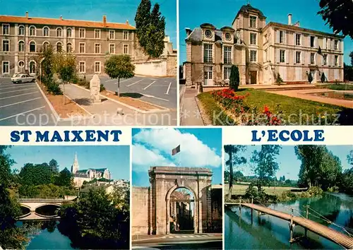AK / Ansichtskarte Saint Maixent l_Ecole Place du Centenaire Hotel de Ville Eglise abbatiale dominant la Sevre Porte Chalon La Sevre Niortaise Saint Maixent l_Ecole