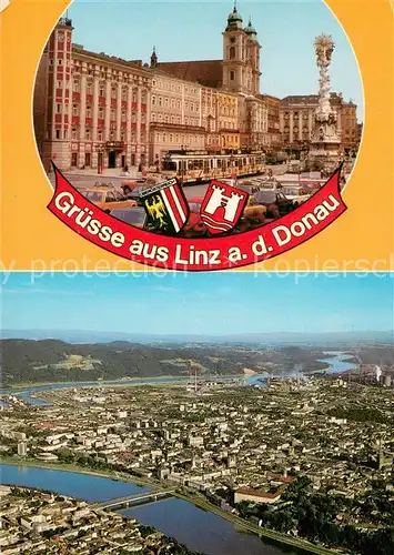 AK / Ansichtskarte Linz_Donau Hauptplatz Altes Rathaus Fliegeraufnahme Linz_Donau