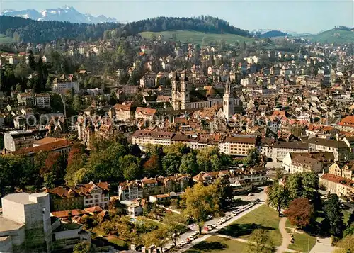 AK / Ansichtskarte St_Gallen_SG Fliegeraufnahme mit Saentis im Vordergrund das Stadttheater St_Gallen_SG