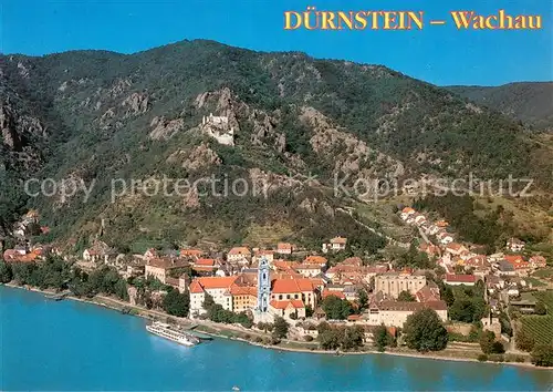 AK / Ansichtskarte Duernstein_Wachau Fliegeraufnahme mit Ruine Duernstein Duernstein_Wachau