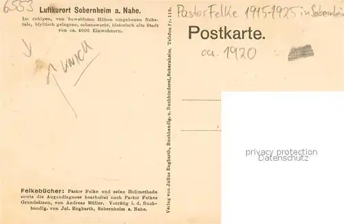 AK / Ansichtskarte Sobernheim Pastor Felke  Sobernheim