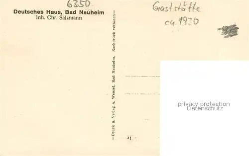 AK / Ansichtskarte Bad_Nauheim Gaststaette Deutsches Haus Stammtisch Ecke Bad_Nauheim