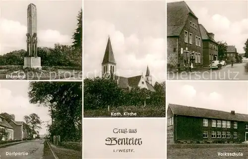 AK / Ansichtskarte Benteler Ehrenmal Kath Kirche Strasse Dorfpartie Volksschule Benteler
