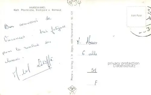 AK / Ansichtskarte Harsewinkel Kath Pfarrkirche Stadtpark und Rathaus Harsewinkel