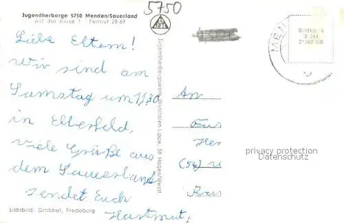 AK / Ansichtskarte Menden_Sauerland Jugendherberge Menden_Sauerland