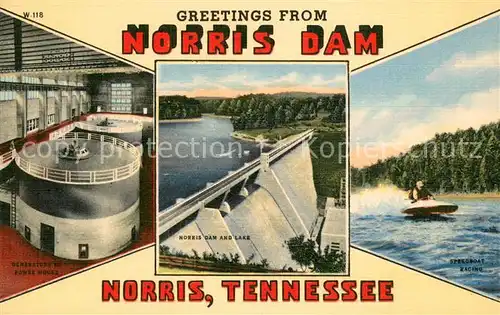 AK / Ansichtskarte Norris_Tennessee Norris Dam and Lake Speedboat Racing Norris Tennessee