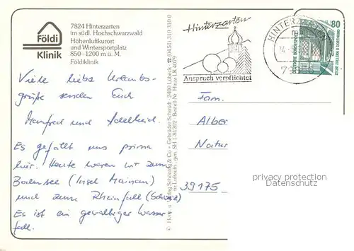 AK / Ansichtskarte Hinterzarten Hoehenluftkurort im Schwarzwald Hinterzarten