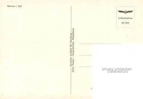 AK / Ansichtskarte Rantum_Sylt Fliegeraufnahme Rantum Sylt