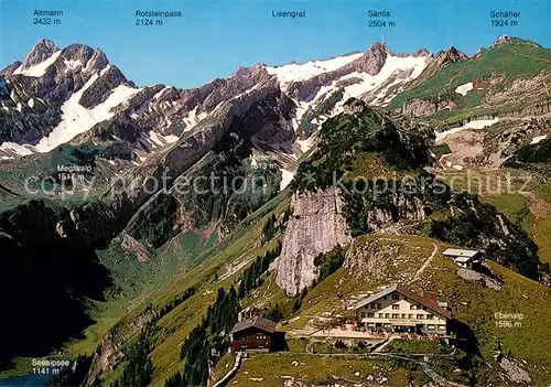 AK / Ansichtskarte Schwaegalp_AR Fliegeraufnahme mit Ebenalp Schaefler Seealpsee Altmann und Saentis Schwaegalp AR