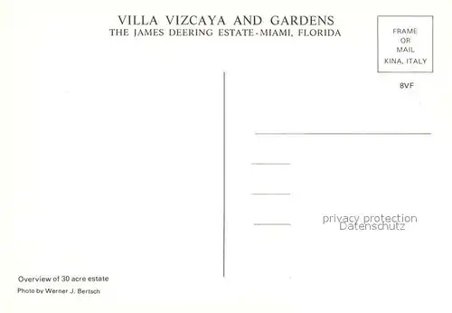 AK / Ansichtskarte Miami_Florida Villa Vizcaya and Gardens The James Deering Estate 