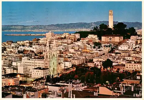 AK / Ansichtskarte San_Francisco_California Historic Telegraph Hill and famous Coit Tower Air view 