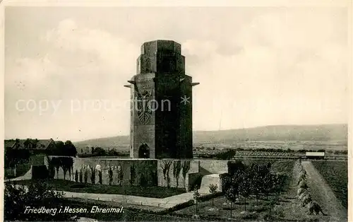 AK / Ansichtskarte Friedberg_Hessen Ehrenmal Friedberg Hessen