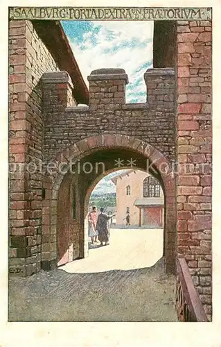 AK / Ansichtskarte Saalburg_Bad_Homburg Partie am Tor 