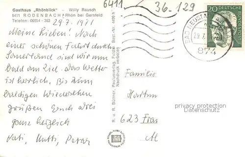 AK / Ansichtskarte Rodenbach_Fulda Gasthaus Rhoenblick Innen  und Aussenansicht Rodenbach Fulda