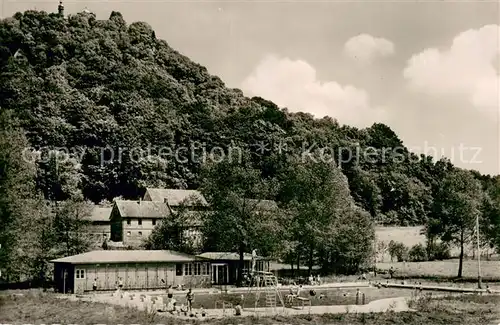 AK / Ansichtskarte Bieberstein_Schloss_Hessen Schwimmbad 