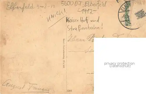 AK / Ansichtskarte Elberfeld_Wuppertal Blick vom Hauptbahnho Strassenbahn mit Kaiser Hof Elberfeld Wuppertal