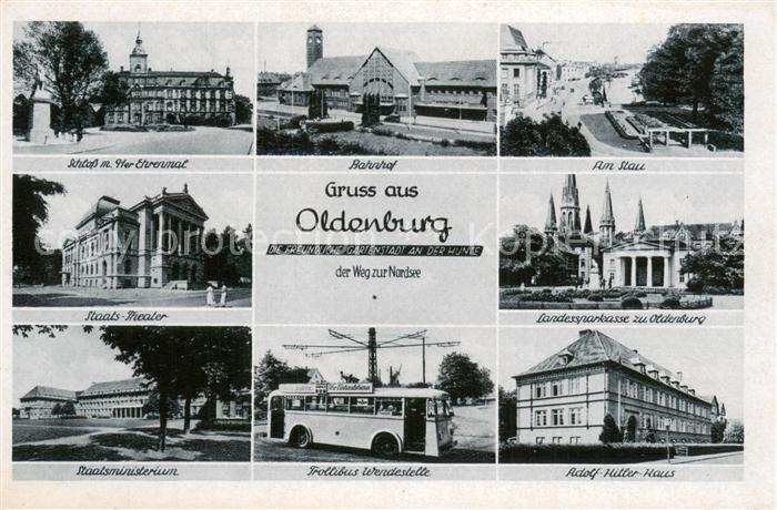 Ak Ansichtskarte Oldenburg Niedersachsen Staats Theater Schloss M Ehrenmal Bahnhof A H Haus Oldenburg Niedersachsen Nr Bb02346 Oldthing Ans