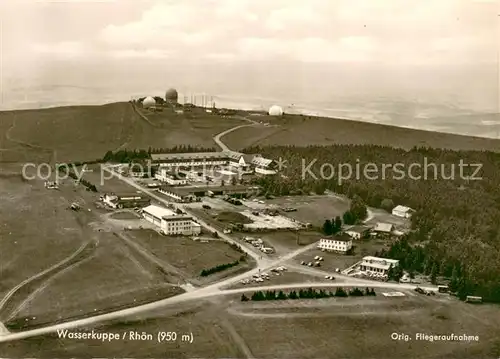 AK / Ansichtskarte Wasserkuppe_Rhoen Fliegeraufnahme Gasthof Zur Fuldaquelle mit Wasserkuppe Wasserkuppe Rhoen
