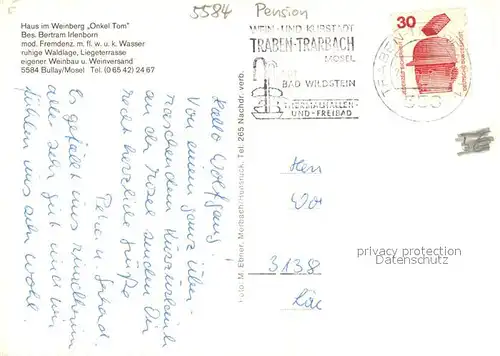 AK / Ansichtskarte Bullay_Mosel Haus im Weinberg Onkel Tom  Bullay_Mosel