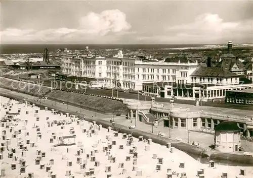 AK / Ansichtskarte Borkum Strand mit Wandelhalle Borkum