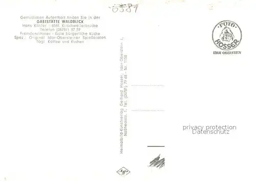 AK / Ansichtskarte Kirschweiler Gaststaette Waldblick Kirschweiler