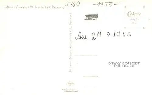 AK / Ansichtskarte Arnsberg_Westfalen Neustadt mit Regierung Fliegeraufnahme Arnsberg_Westfalen