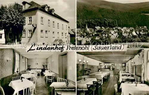 AK / Ansichtskarte Freienohl_Sauerland Hotel Lindenhof Gastraum Gesellschaftszimmer Panorama Freienohl_Sauerland