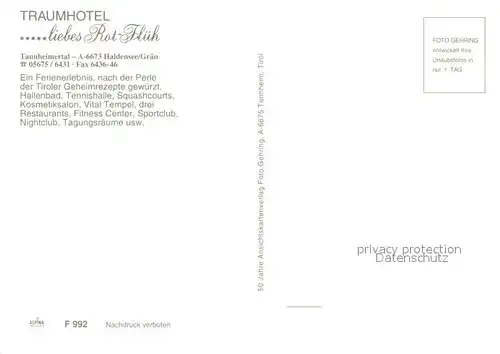 AK / Ansichtskarte Haldensee Hotel liebes Rot Flueh im Winter Haldensee