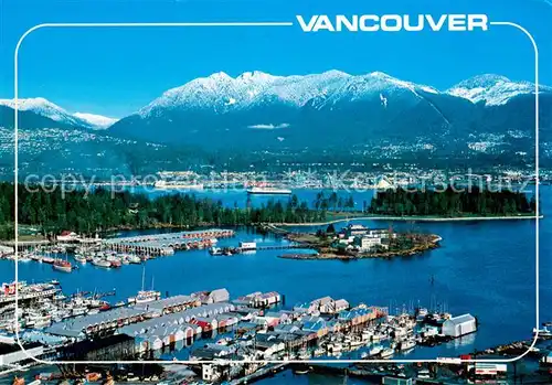 AK / Ansichtskarte Vancouver_BC_Canada Seaport Stanley Park North Shoreline and the Mountains aerial view 
