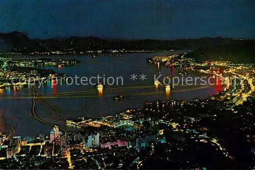 AK / Ansichtskarte Hong_Kong and Kowloon by night aerial view Hong_Kong