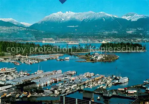 AK / Ansichtskarte Vancouver_BC_Canada Seaport and environs Coal Harbour Stanley Park North Shoreline Mountains aerial view 