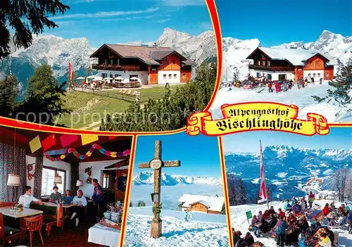 AK / Ansichtskarte Werfenweng Alpengasthof Bischlinghoehe Restaurant Sonnenterrasse Kreuz Wintersportplatz Alpen Werfenweng