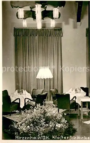 AK / Ansichtskarte Hirzenhain_Wetteraukreis Klosterschaenke Innen Speisesaal Hirzenhain Wetteraukreis